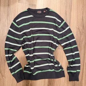 Esprit Striped Crewneck Sweater in Black and Green